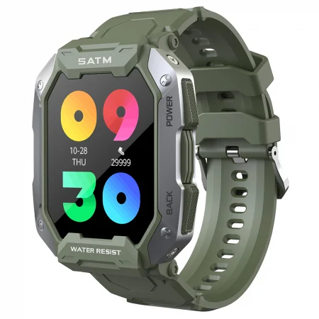 Smartwatch - Smartwatch Tio Fitness Tracker Stil Militar Rezistenta la apa IP68 Inot Bataile inimii Monitorizeaza Oxigen din sange 24 Sporturi Army Verde