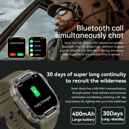 Smartwatch Tio® smartCALL, fitness, sport, notificari, meteo, limba romana, apelare Bluetooth, microfon HD [9]