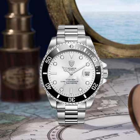 Tevise Ceas barbatesc de mana Mecanic Automatic Luxury Elegant Argintiu Alb [1]