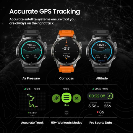Zeblaze Stratos 2 Plus Smartwatch 1.43 AMOLED, GPS+BDS, Altimetru, Busolă, 530mAh, 3ATM, BLE 5.3 [6]