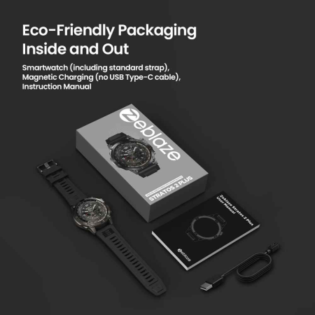 Zeblaze Stratos 2 Plus Smartwatch 1.43 AMOLED, GPS+BDS, Altimetru, Busolă, 530mAh, 3ATM, BLE 5.3 [2]