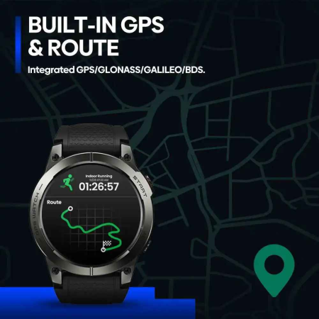 Zeblaze Stratos 3 PRO Smartwatch GPS, Ecran AMOLED 1.43", Apeluri Bluetooth, Monitorizare Puls, Oxigen, Somn, Rezistent la Apă, Negru [1]