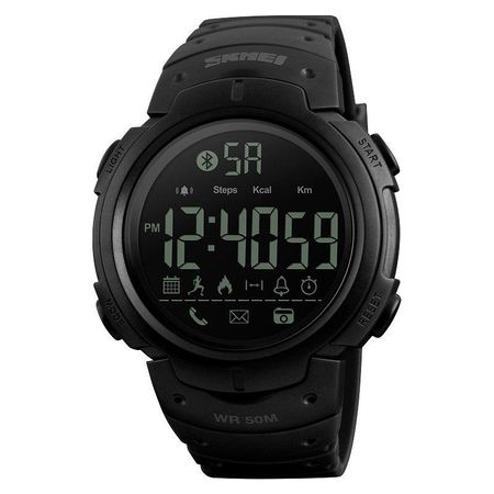 Ceas Smartwatch barbatesc, Skmei, Bluetooth, Pedometru, Afisaj Digital, Calorii, Sport, notificari Negru