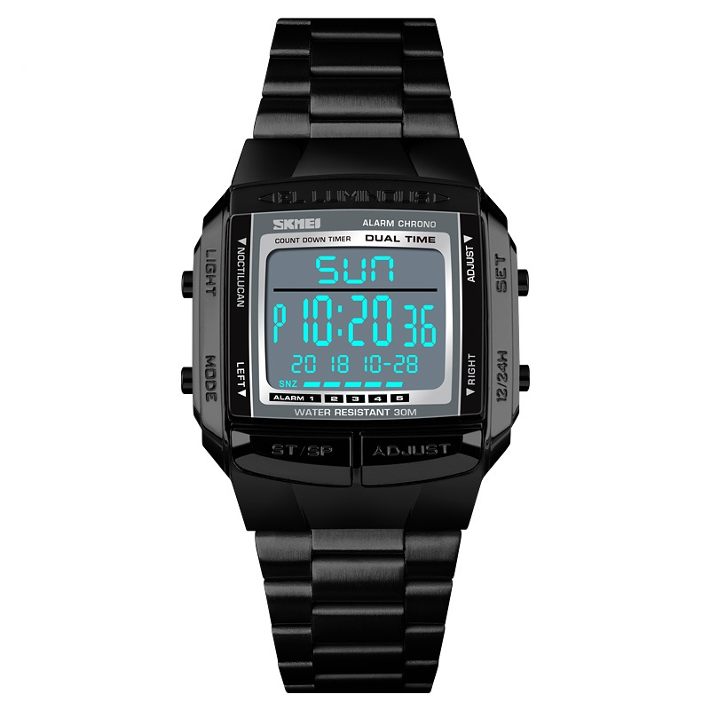 Ceas de mana barbati Casual Cronograf Led Digital Otel inoxidabil