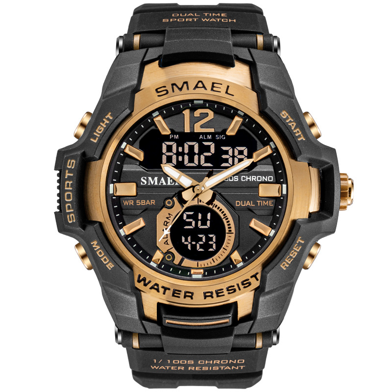 Ceas barbatesc Smael 1805 Gold, Sport, Digital, Militar, Army, Rezistent la apa si socuri