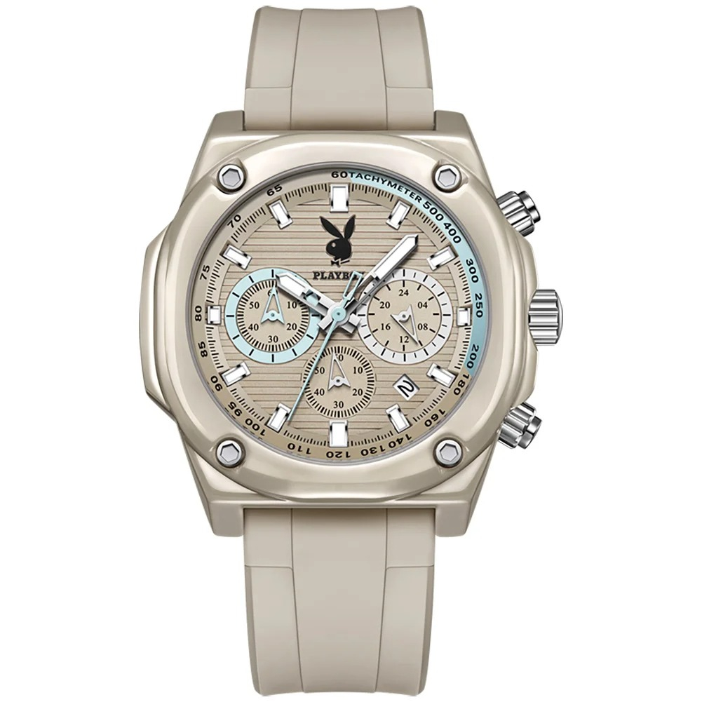 Ceas Barbati Playboy 3060 Gri ,   Design Casual, Functii Multiple, Rezistent la socuri, Afisaj Luminos, Rezistent la Apa 3ATM