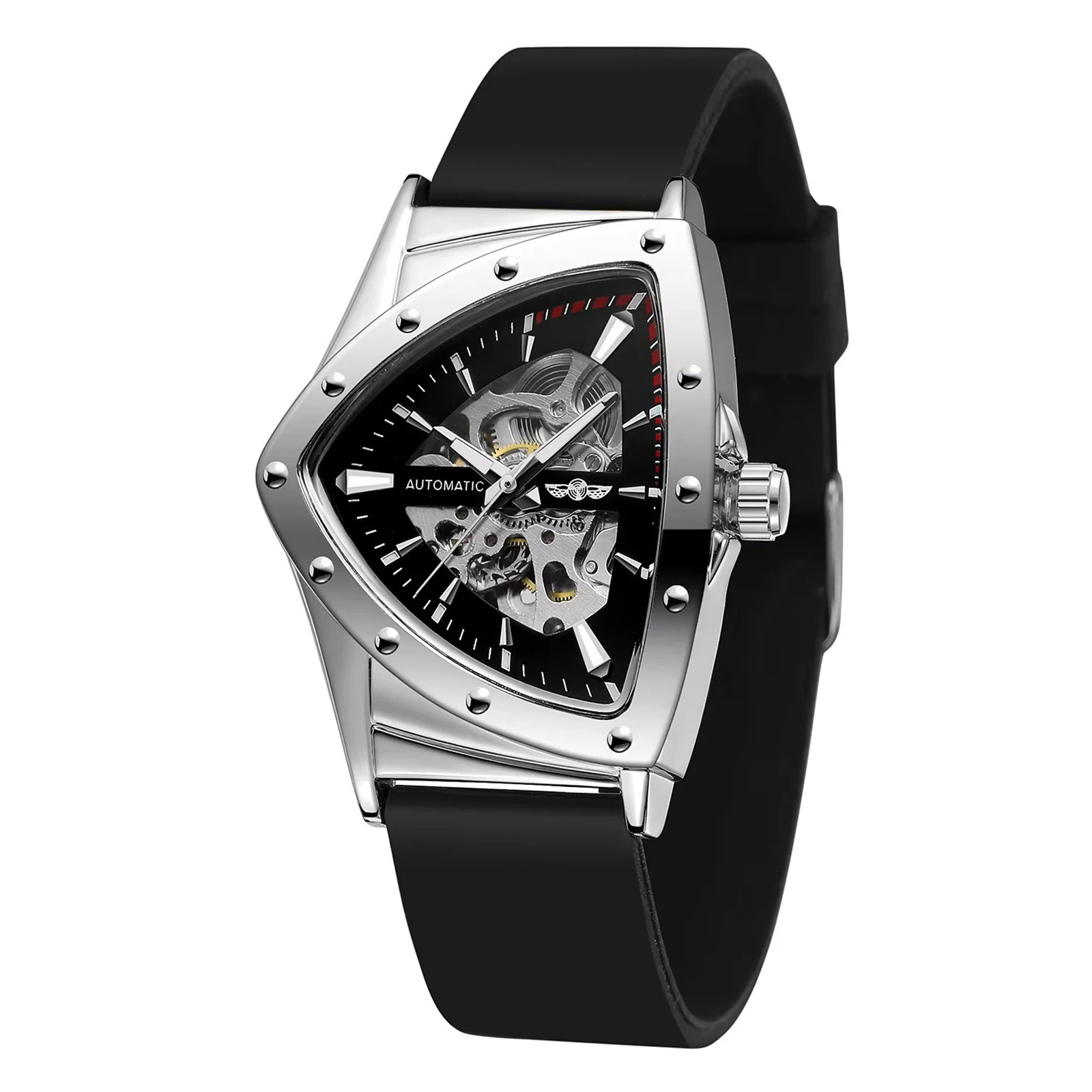 Ceas Barbati T-Winner 8243 Negru-Argintiu Mecanic ,   Design Luxury, Functii Multiple, Rezistent la Apa 3ATM