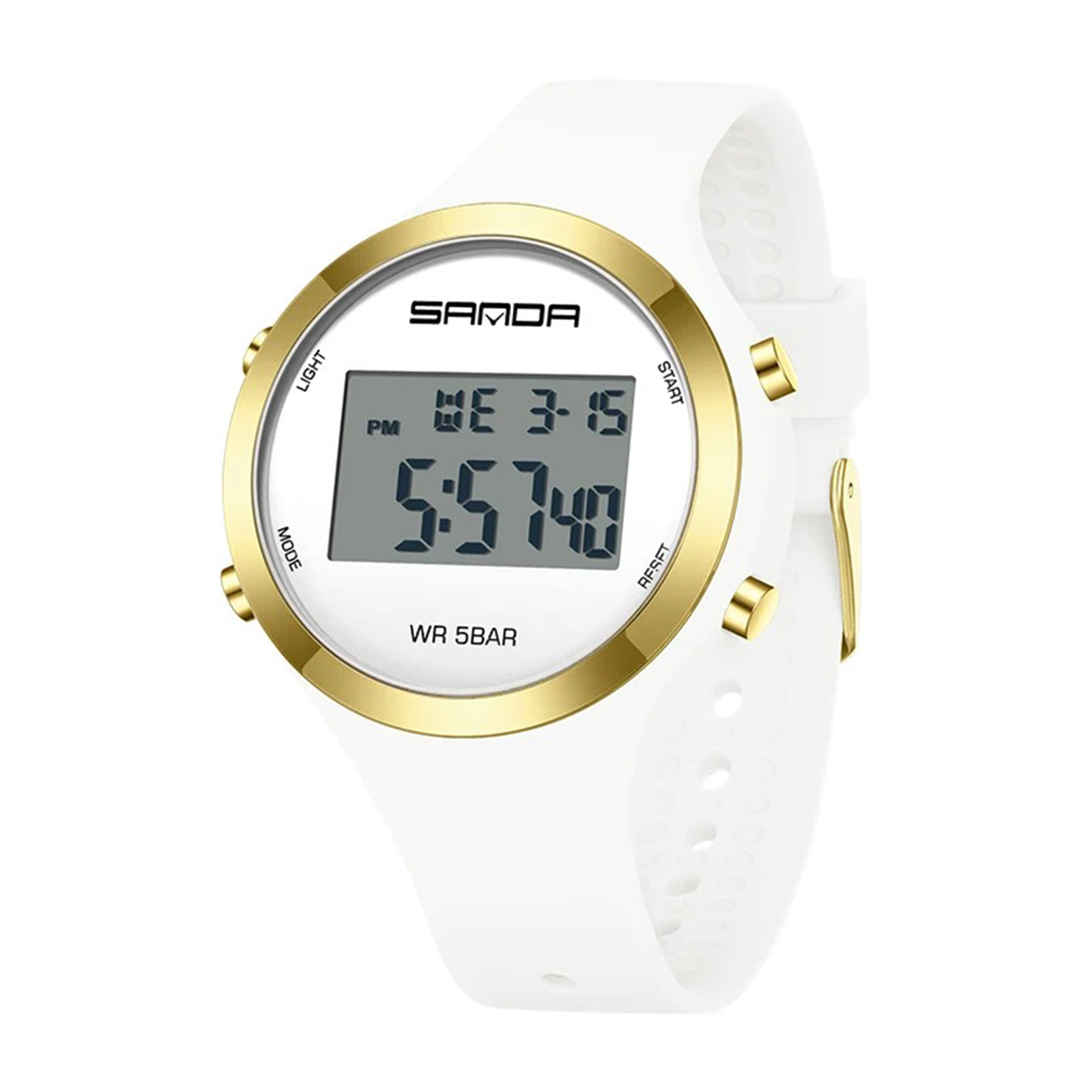 Ceas Copii Sanda 2147 Alb-Rose Gold ,   Design Luxury, Digital, Rezistent la socuri, Rezistent la Apa 5ATM