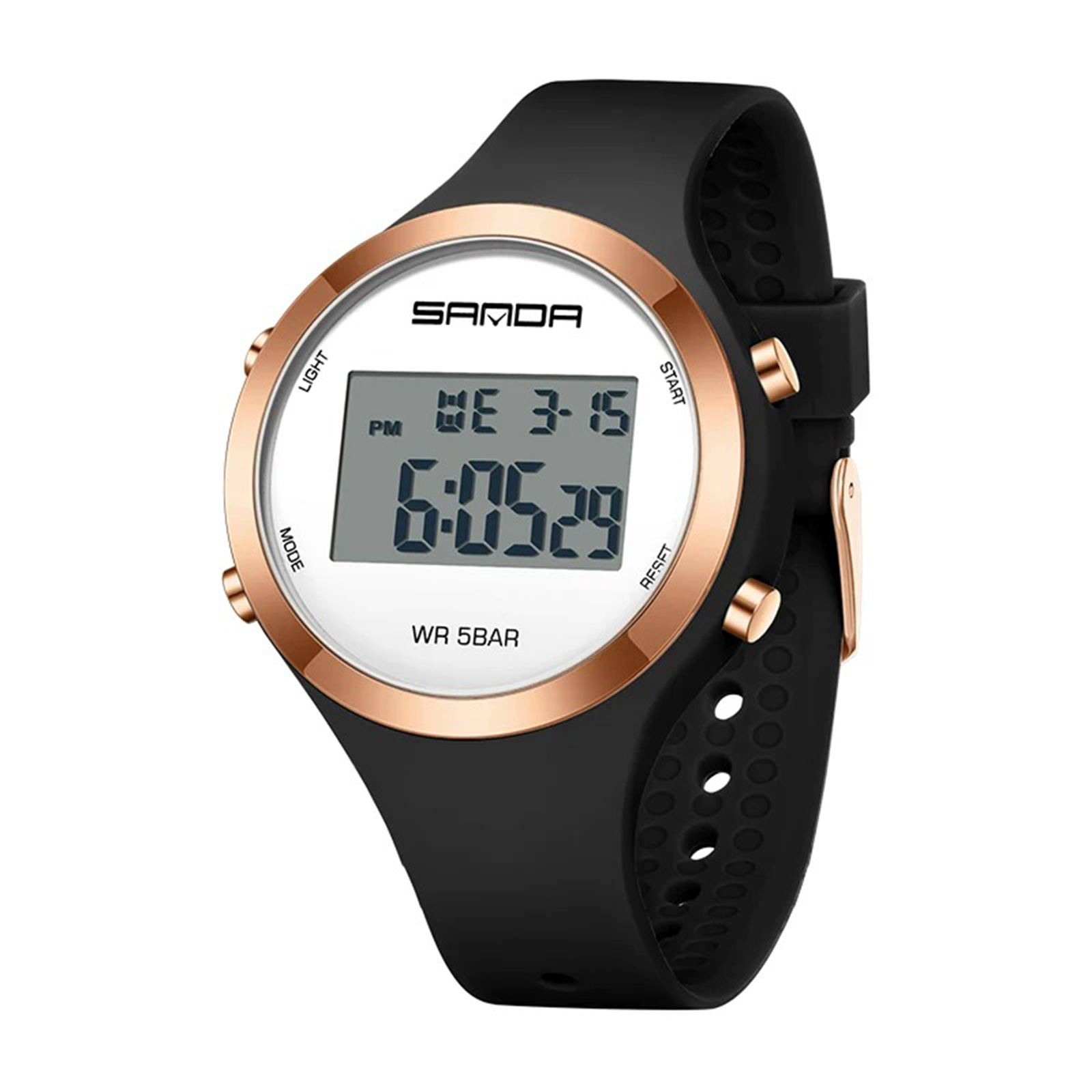 Ceas Copii Sanda 2147 Negru-Rose Gold ,   Design Luxury, Digital, Rezistent la socuri, Rezistent la Apa 5ATM