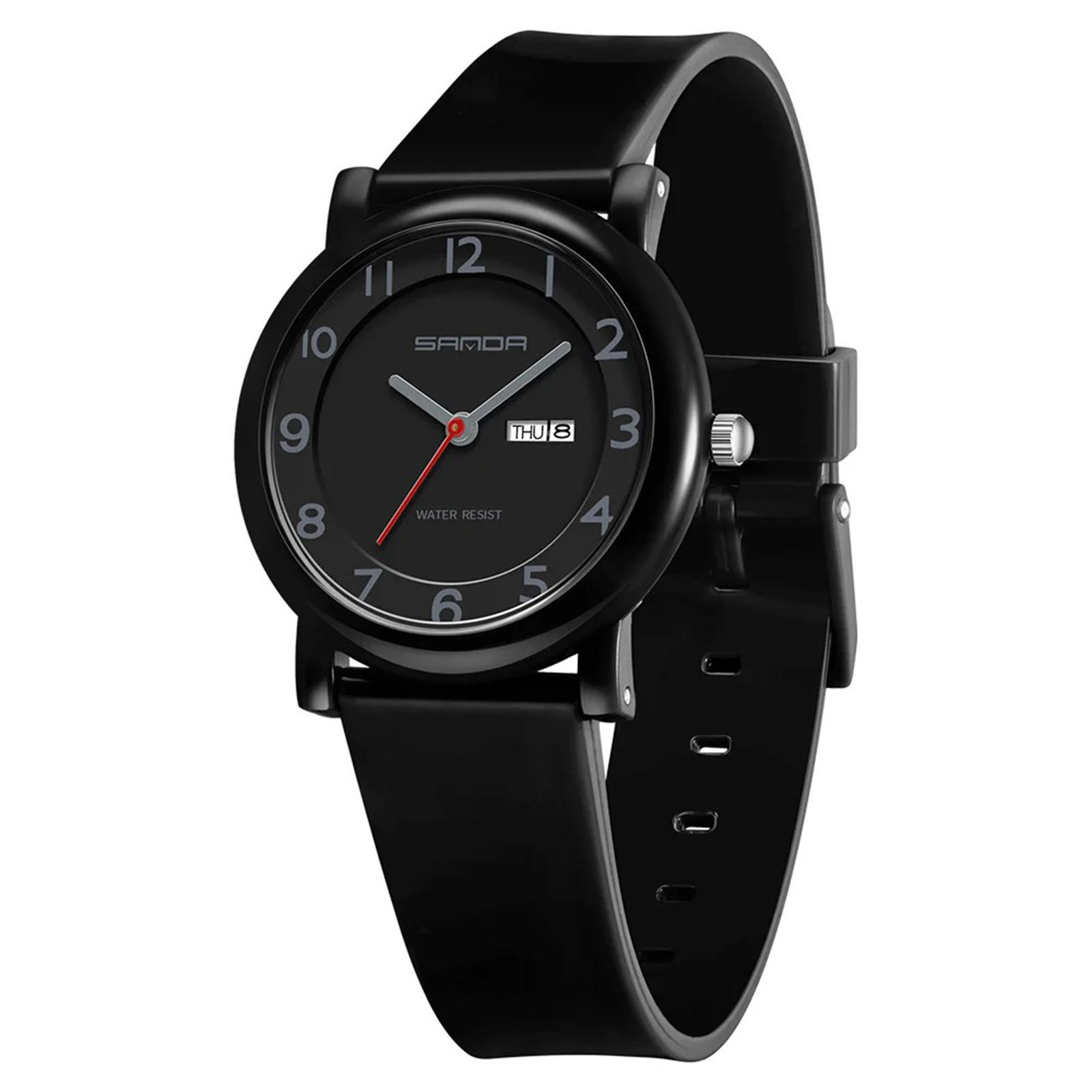 Ceas Copii Sanda 3225 Negru ,   Design Fashion, Analog, Afisaj Data, Rezistent la Apa 3ATM