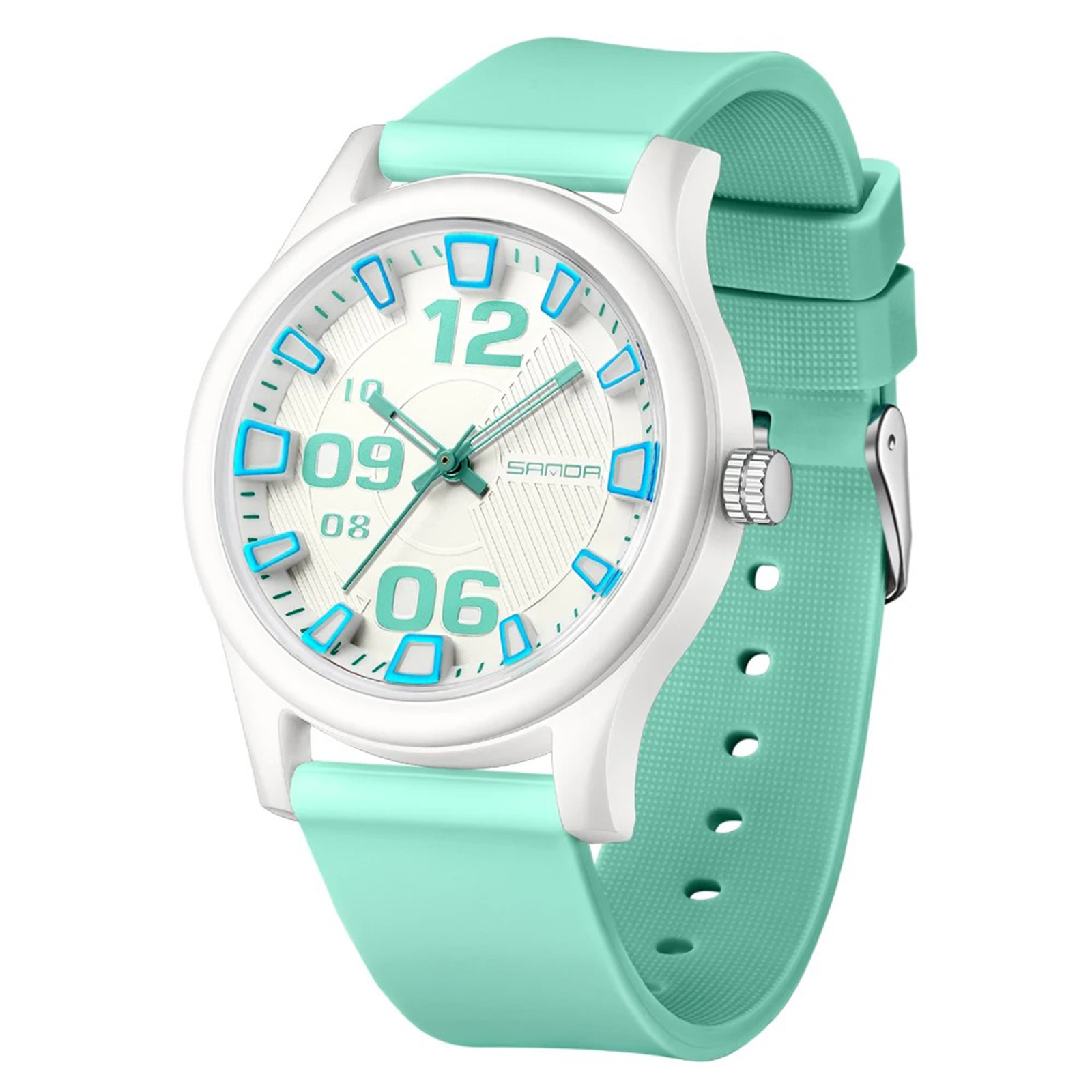 Ceas Copii Sanda 3252 Albastru-Alb ,   Design Sport, Analog, Diver, Rezistent la Apa 5ATM