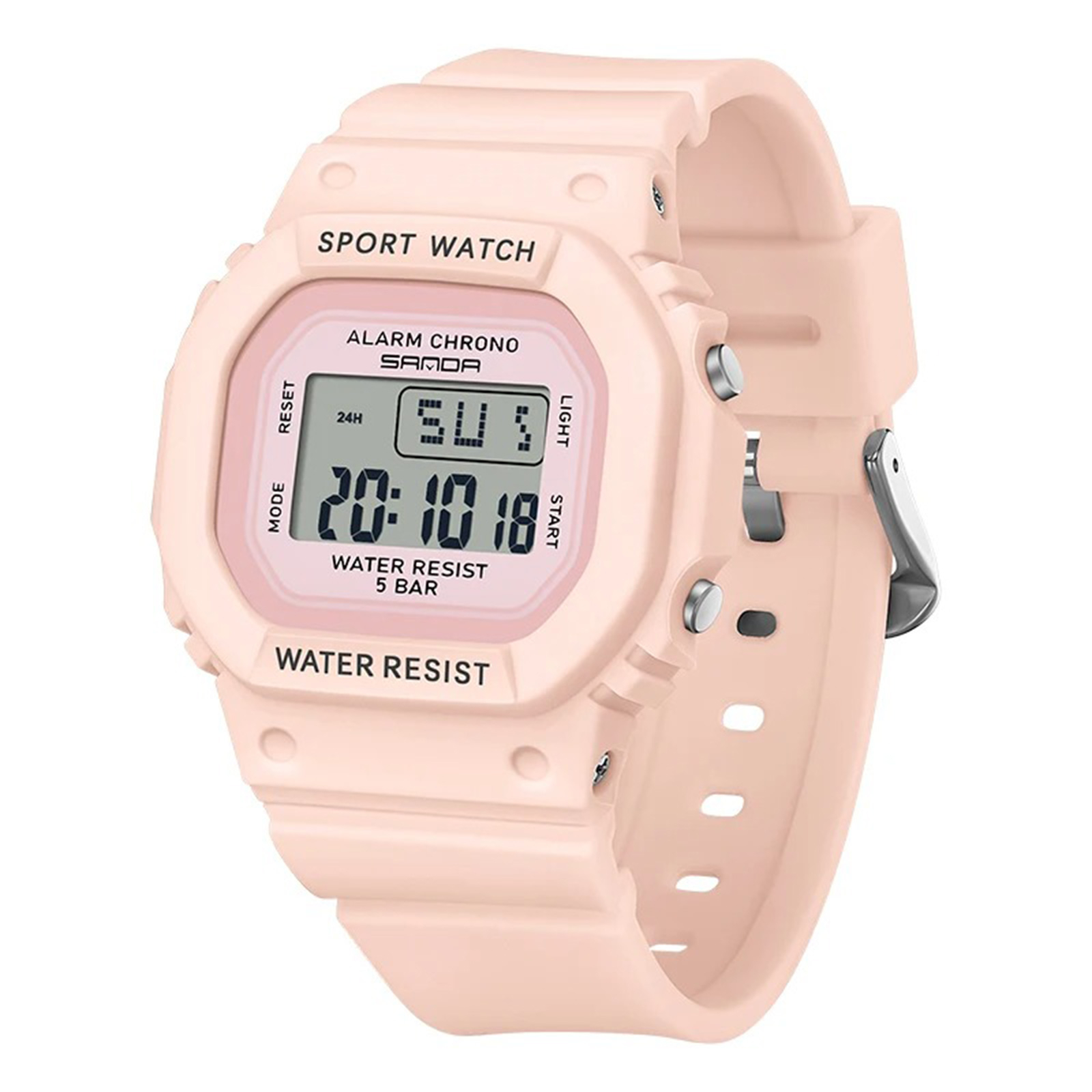 Ceas Copii Sanda 393 Roz ,   Design Sport, Digital, Afisaj LED, Rezistent la Apa 5ATM