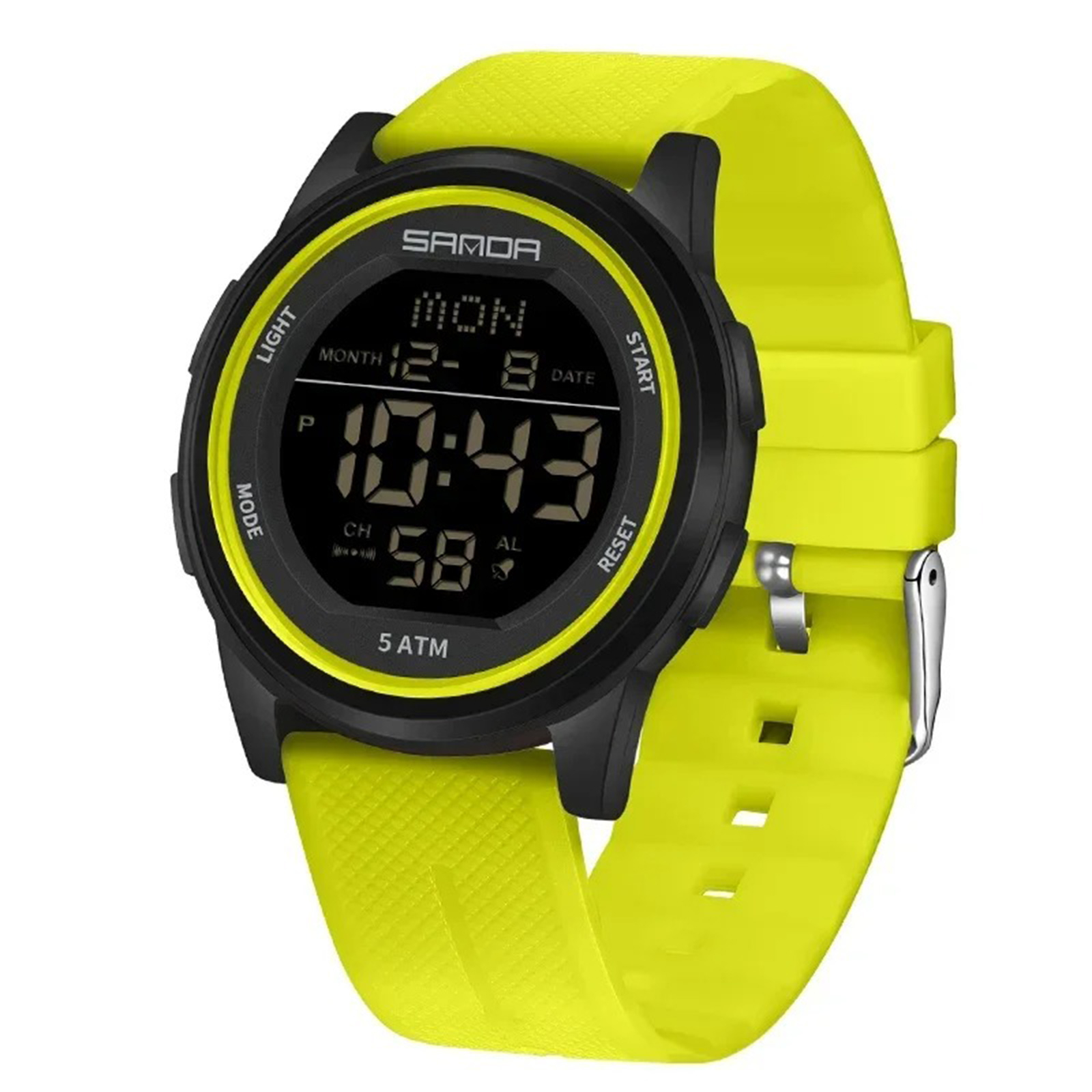Ceas Copii Sanda 6182 Verde-Negru ,   Design Sport, Digital, Afisaj Data, Alarma, Rezistent la Apa 5ATM