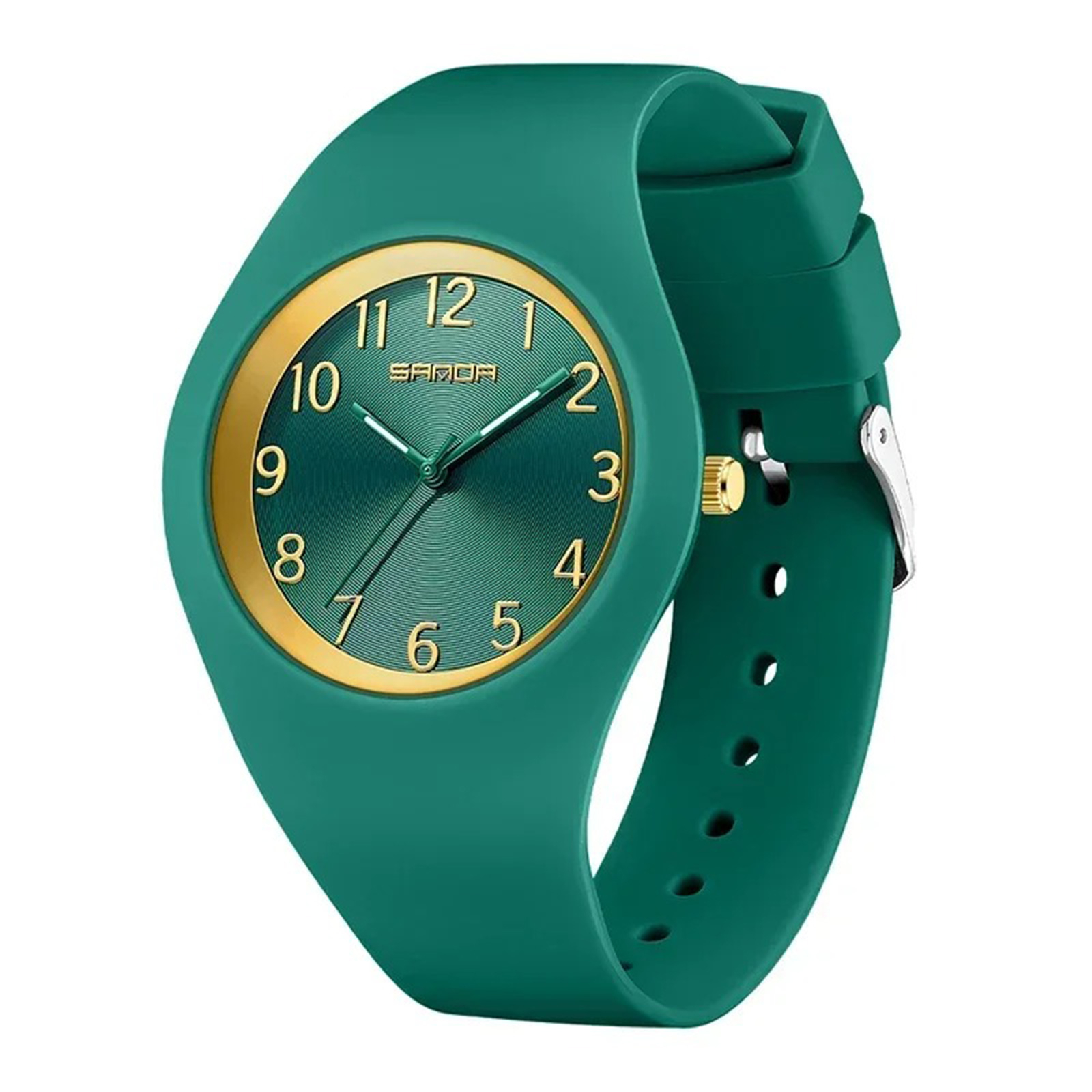 Ceas Copii Sanda 6186 Verde-Auriu ,   Design Sport, Analog, Rezistent la Apa 5ATM