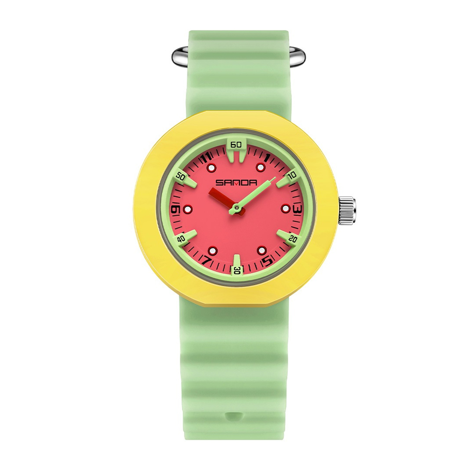 Ceas Copii Sanda 9108 Verde-Galben ,   Design Fashion, Analog, Rezistent la Apa 3ATM