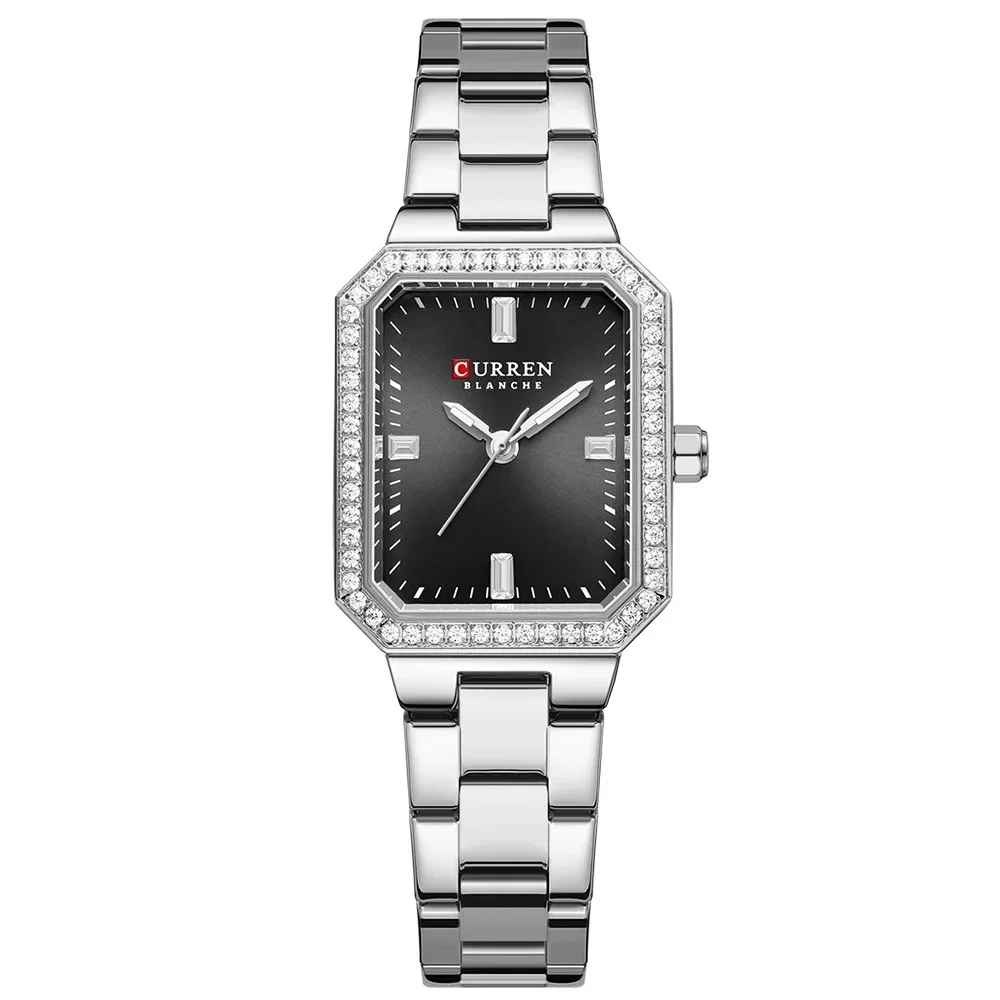 Ceas dama Curren ,   Cadran negru, bratara argintie, stil elegant si modern