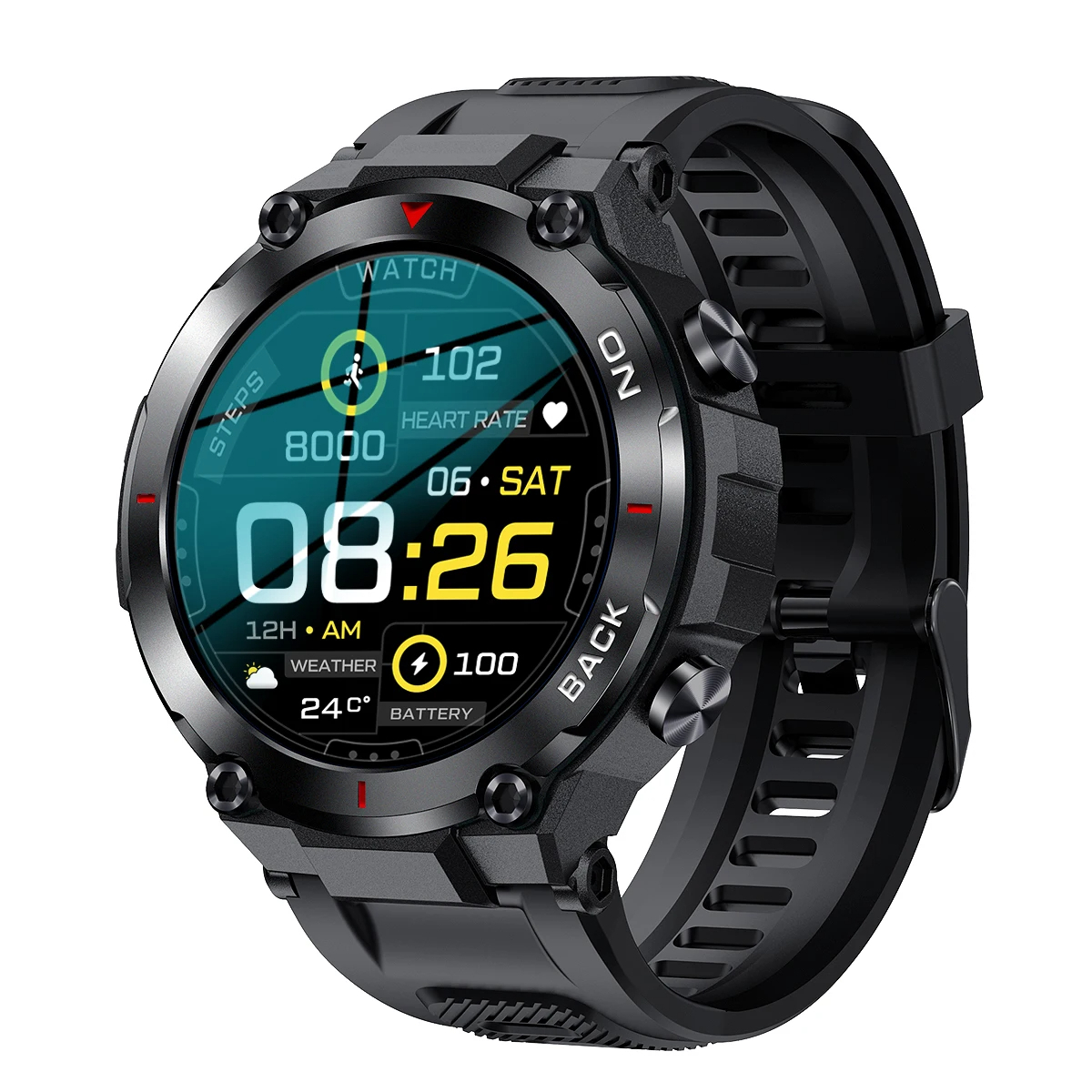 Ceas Smartwatch Barbati TIO  , Sport, 1.32,  IPS, HD, GPS track, Somn, Pedometru, Monitorizare cardiaca, Oxigen, Rezistent la apa IP68, Notificari