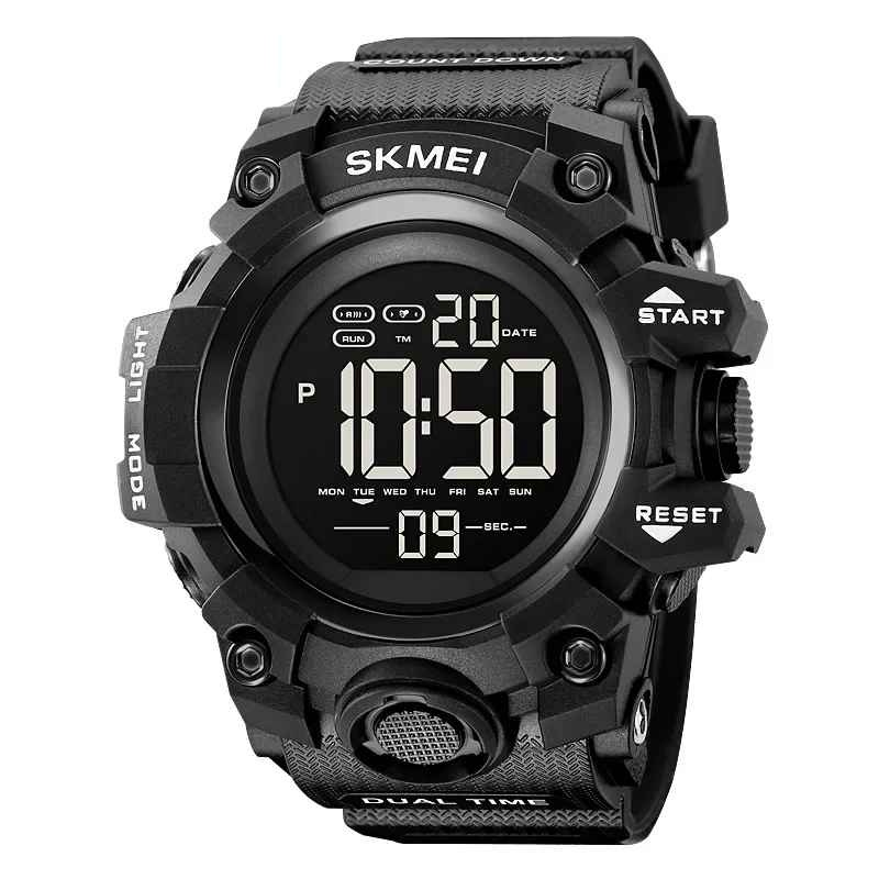 Ceas Sport Militar Digital SKMEI 2140 ,   Afisaj LED, Cronometru, Alarma, Rezistent la Apa 5ATM, Design Masculin Robust