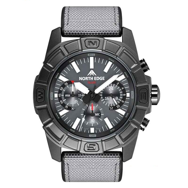Ceas sport NORTH EDGE BLAZE, Solar Powered, Quartz, carcasa aliaj zinc, curea TPR+Nylon, sticla minerala, 5ATM