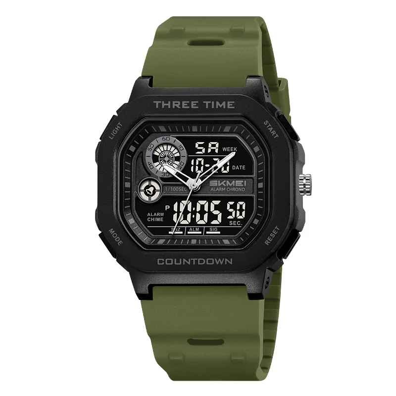 Ceas sport SKMEI 2641 barbati, digital, verde militar, rezistent la apa 30M, functie countdown