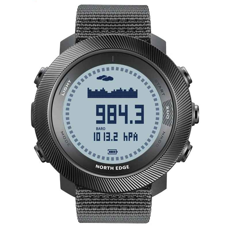 NORTH EDGE APACHE-D ,   Ceas inteligent sport pentru scufundari, altimetru, barometru, busola, pedometru, calorii, rezistent 10ATM