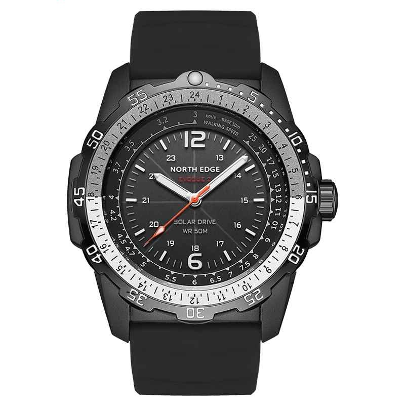 NORTH EDGE EVOQUE 2 ,   Ceas sport solar-drive, autonomie 180 zile, rezistenta la apa 50M, carcasa metalica, curea silicon 24mm