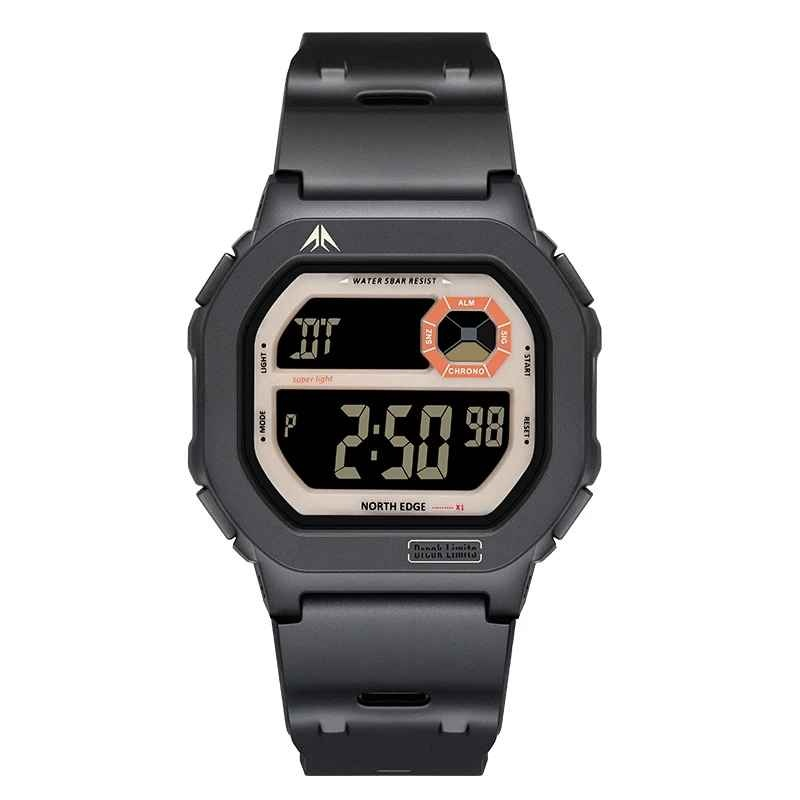 NORTH EDGE X1 ,   Ceas sport barbatesc quartz, cadran patrat, cronometru, alarma, calendar complet, rezistent la apa 5ATM