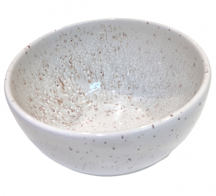 Bol Ceramicã NOVA - 14cm: Alb & Gri cu Picățele Vișiniu Închis [3]