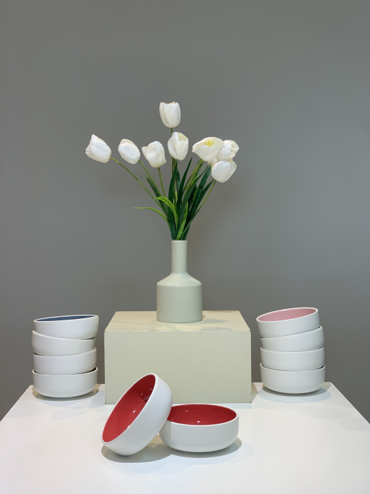 Bol COLORAT Roșu (Alb Perlat Mat Exterior, Roșu Lucios Interior) [2]