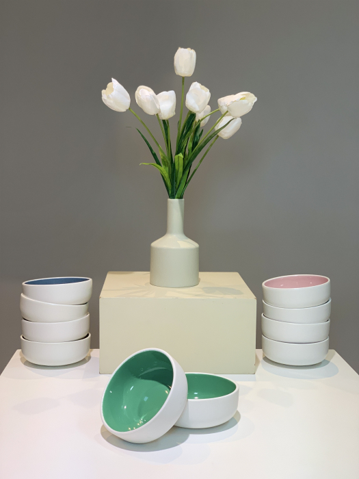 Bol COLORAT Verde (Alb Perlat Mat Exterior, Verde Lucios Interior) [2]