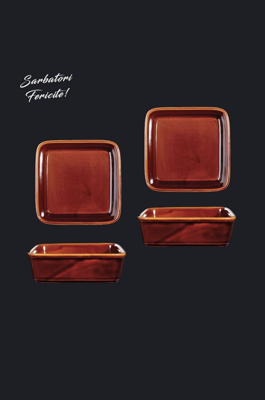 Set 4 Boluri Cuptor premium Heritage  (13 cm cu 13 cm pãtrat) 450ml [6]