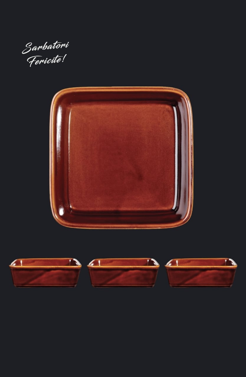 Set 4 Boluri Cuptor premium Heritage  (13 cm cu 13 cm pãtrat) 450ml [3]