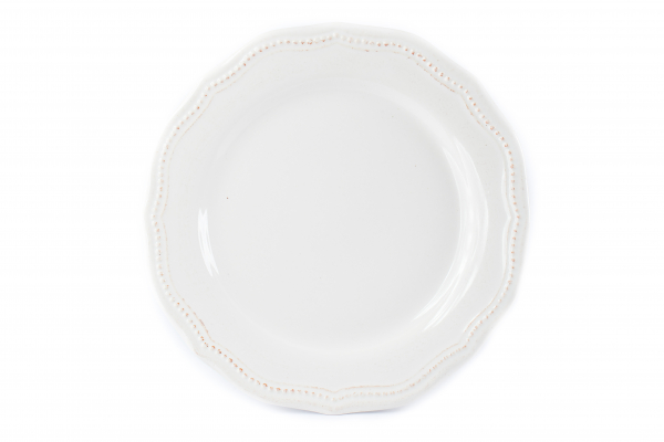 Set 24 Farfurii Mari Vintage White - (Glazurate Manual si Antichizare cu pensulare Cupru-Visiniu) [2]