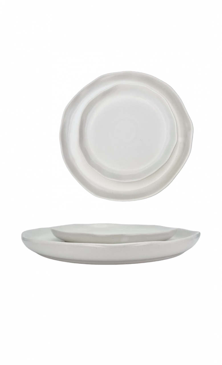 Farfurie Desert NOVUM alb mat Milk Foam 21cm (gresie ceramica glazurata manual) [4]