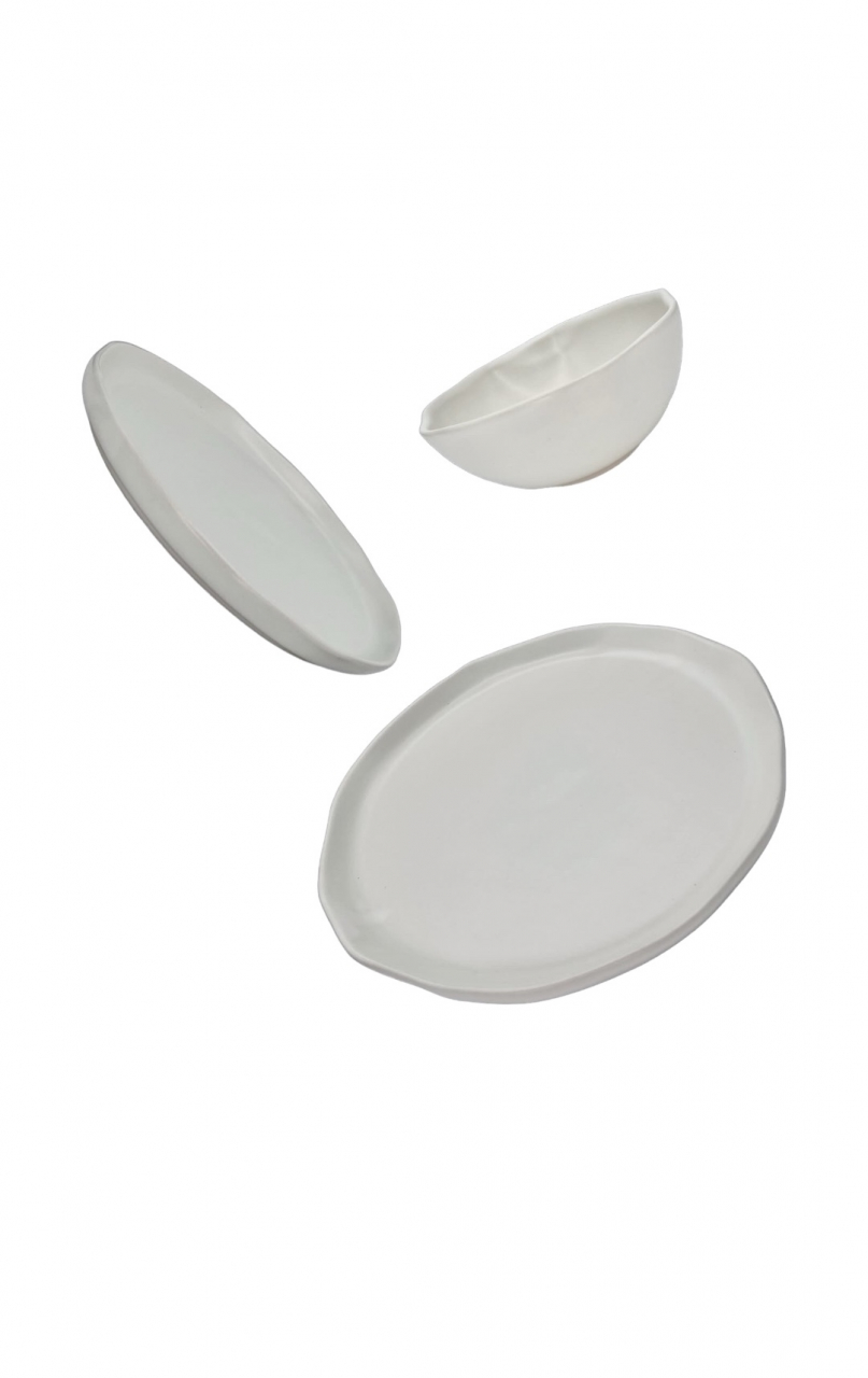 Farfurie Mare NOVUM alb mat Milk Foam 26cm (gresie ceramica glazurata manual) [3]