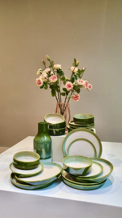SET 108 Farfurii Desert 20cm Infinity Green, Glazurare Manualã (Horeca Profesional) [3]