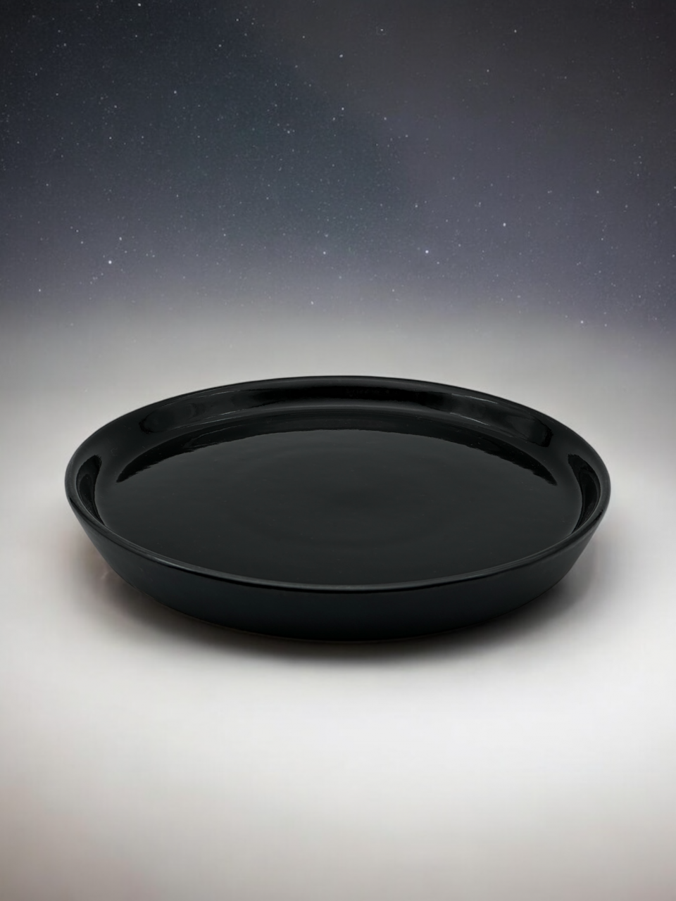 Farfurie Vulcano Mare 25cm Gresie Ceramica ( Negru lucios interior, Negru mat exterior) [5]