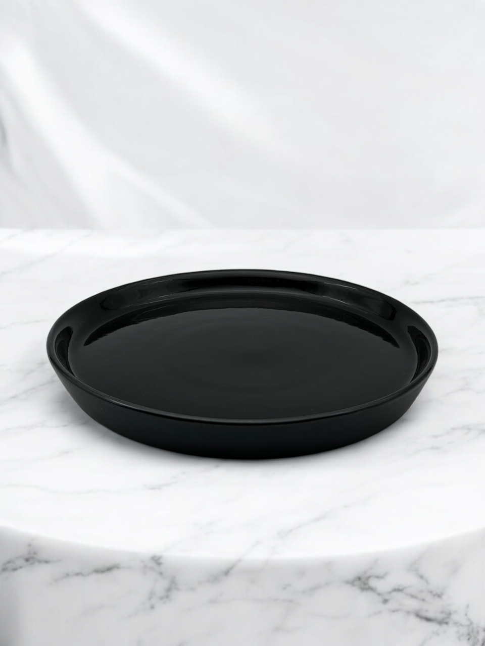 Farfurie Vulcano Mare 25cm Gresie Ceramica ( Negru lucios interior, Negru mat exterior) [2]