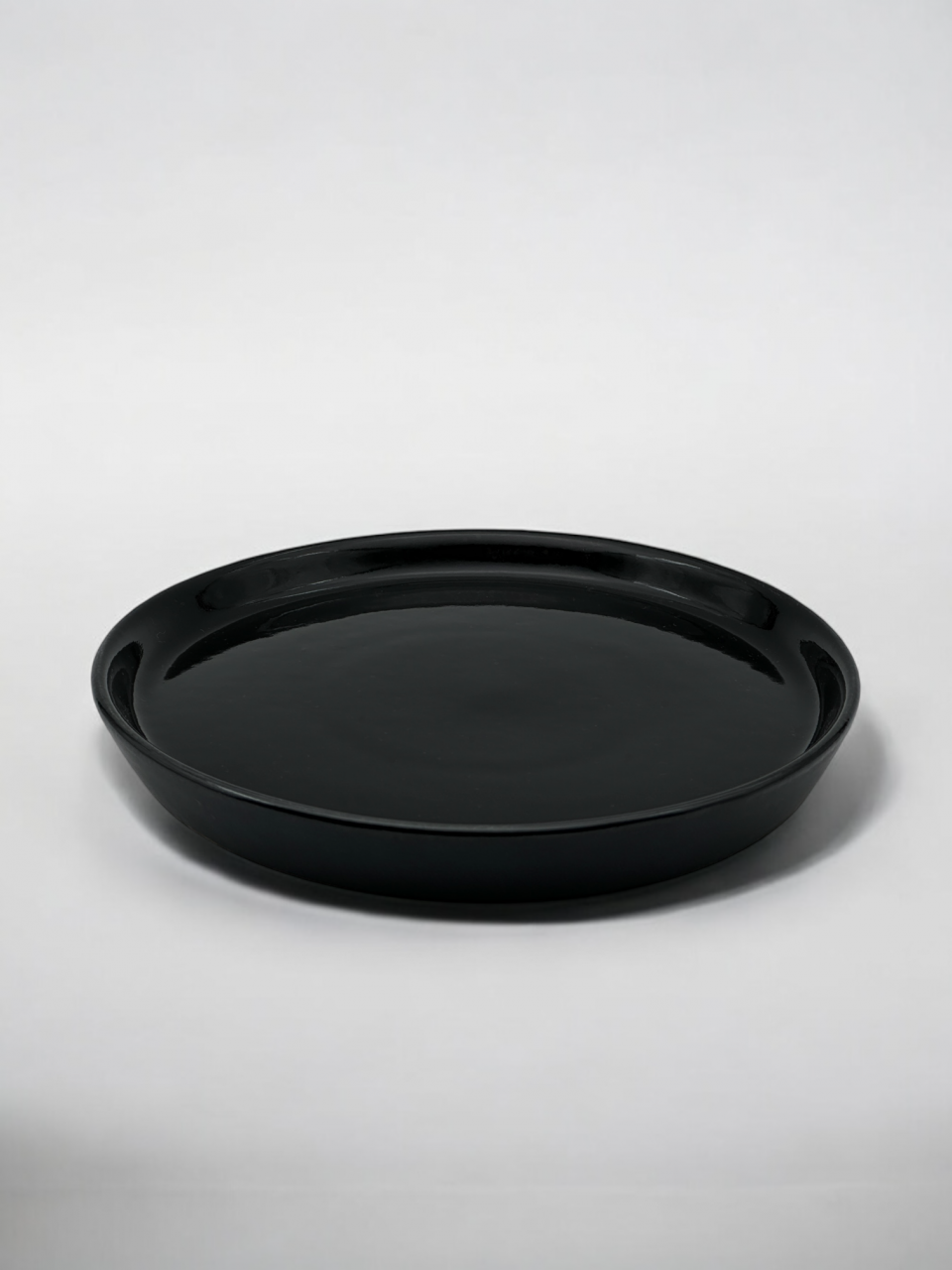 Farfurie Vulcano Mare 25cm Gresie Ceramica ( Negru lucios interior, Negru mat exterior) [3]