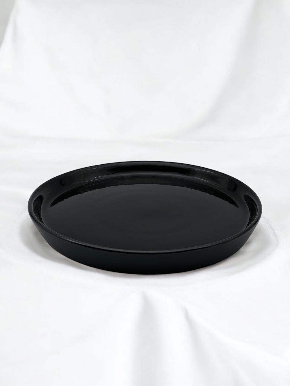 Farfurie Vulcano Mare 25cm Gresie Ceramica ( Negru lucios interior, Negru mat exterior) [4]