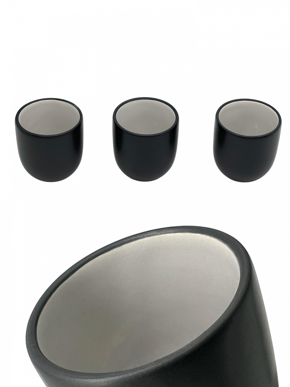 Pahar Cafea Novum Black Beauty 150ml (espresso lung cu lapte)  Negru + Gri-Crem [2]