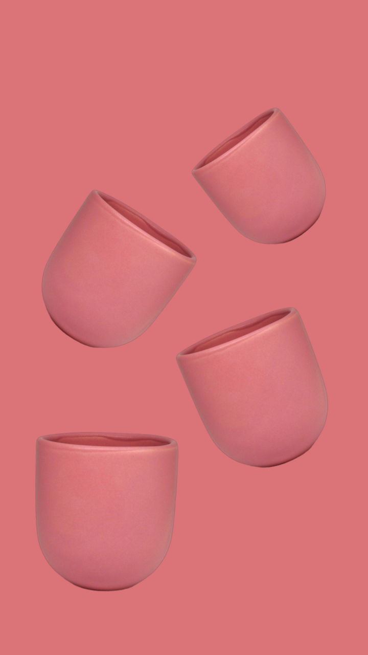 Set 4 Pahare Cafea Novum Roz (Pantone Coral Pink , 250ml) Gresie Glazuratã Manual [4]