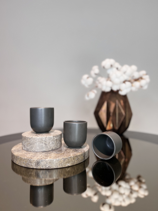 Pahar Cafea Novum Vulcano (Negru Antracit-Mat, 150ml) Gresie Glazuratã Manual [6]