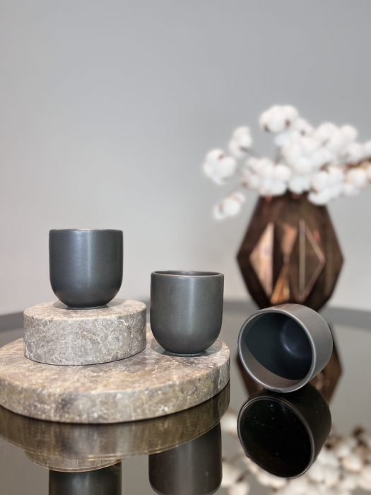 Pahar Cafea Novum Vulcano (Negru Antracit-Mat, 150ml) Gresie Glazuratã Manual [5]