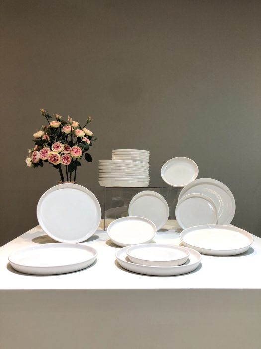 Set Farfurii 18 piese Albe Casablanca: 6 Farfurii Mari, 6 Desert & 6 Boluri - Ceramică Manuală de Lux [3]