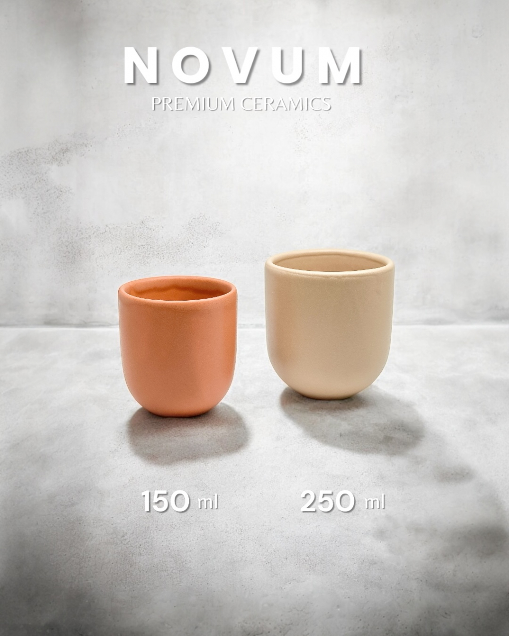 Set 2 Pahare Cafea NOVUM Natura Duo ( 1 Pahar 250ml Crem Deschis Mat, 1 Pahar 150ml Portocaliu Mat) glazurat manual [3]
