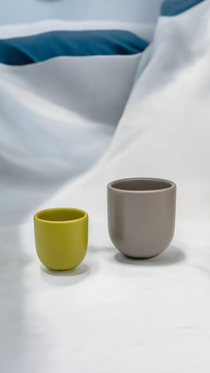 Set Cești Pahare Cafea NOVUM Springtime Gri Galben Verde [10]