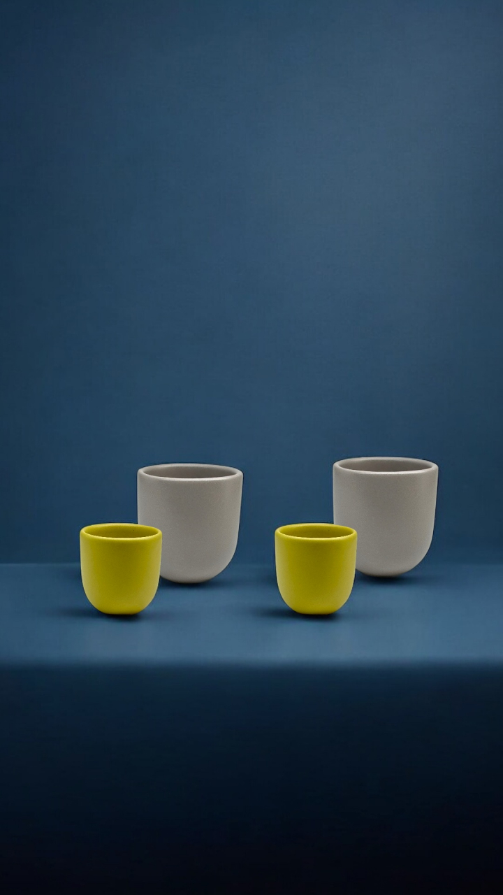 Set Cești Pahare Cafea NOVUM Springtime Gri Galben Verde [4]