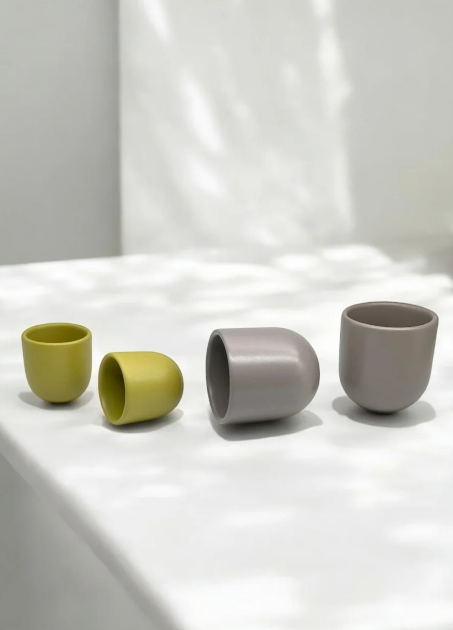 Set Cești Pahare Cafea NOVUM Springtime Gri Galben Verde [4]