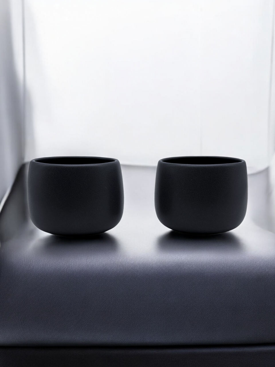 Set 2 Pahare Cafea NOVUM Vulcano Cappucino (Negru Carbon Mat 330ml) Flat White, Latte, Cappucino [3]